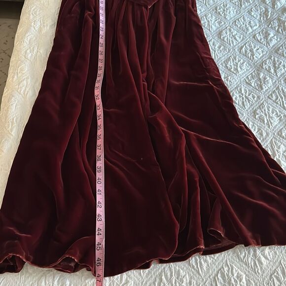 Vintage Elegant Button Front Women’s Velvet Midi A Line Burgundy Dress Size S - Picture 10 of 10